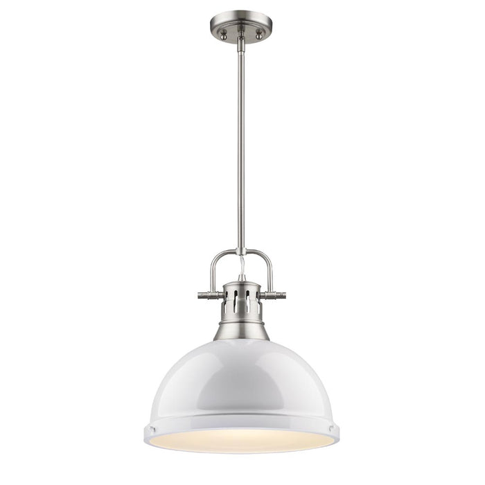 Golden 3604-L PW-WH One Light Pendant, Pewter