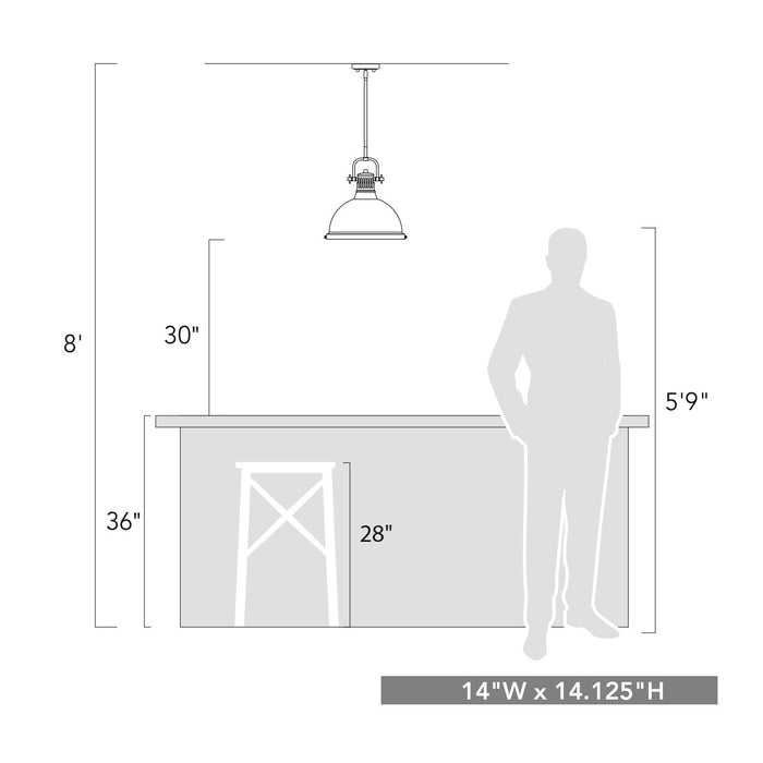 Golden 3604-L RBZ-RBZ One Light Pendant, Rubbed Bronze