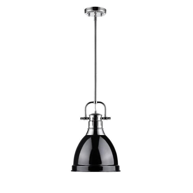 Golden 3604-S CH-BK One Light Pendant, Chrome