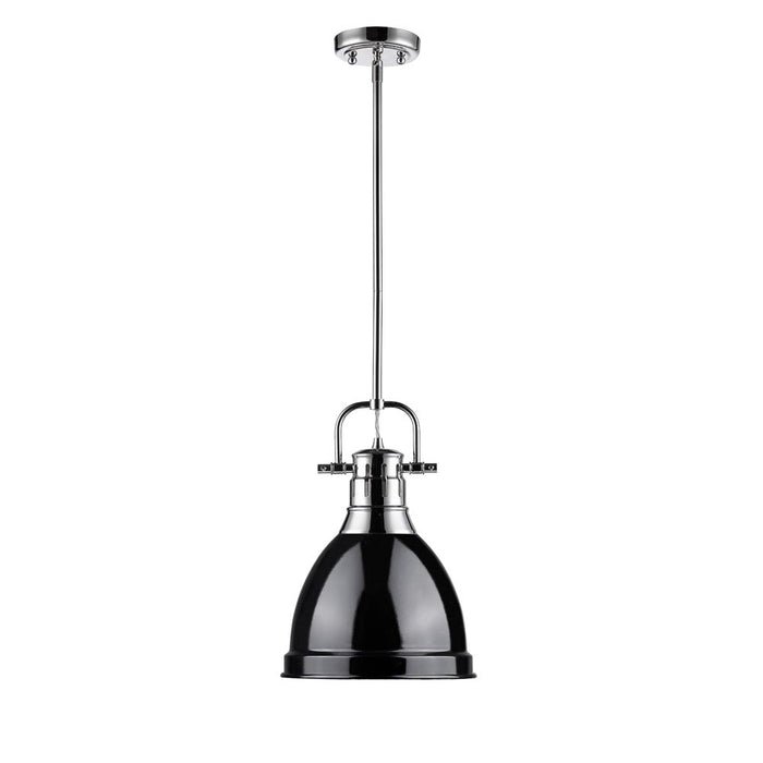 Golden 3604-S CH-BK One Light Pendant, Chrome