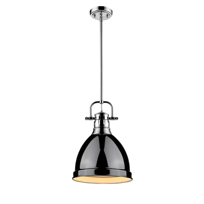 Golden 3604-S CH-BK One Light Pendant, Chrome