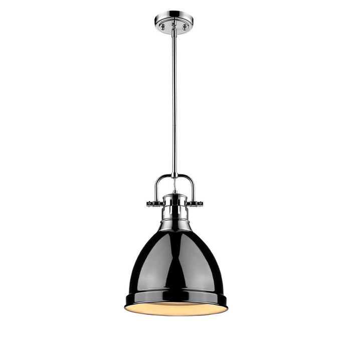 Golden 3604-S CH-BK One Light Pendant, Chrome