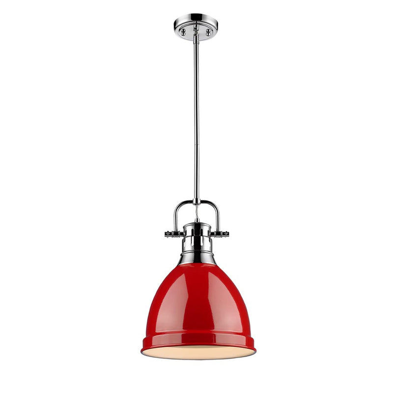 Golden 3604-S CH-RD One Light Pendant, Chrome