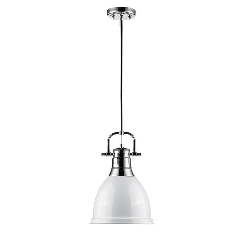 Golden 3604-S CH-WH One Light Pendant, Chrome