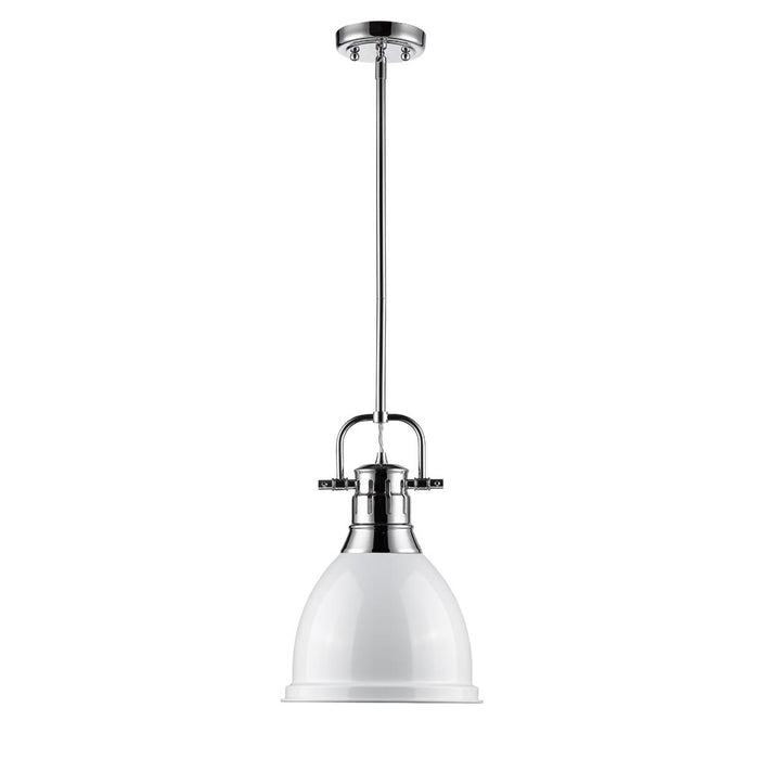 Golden 3604-S CH-WH One Light Pendant, Chrome