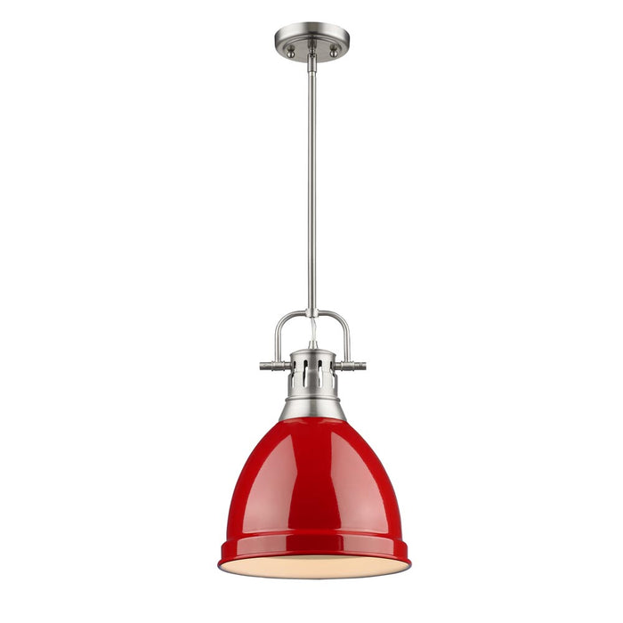 Golden 3604-S PW-RD One Light Pendant, Pewter