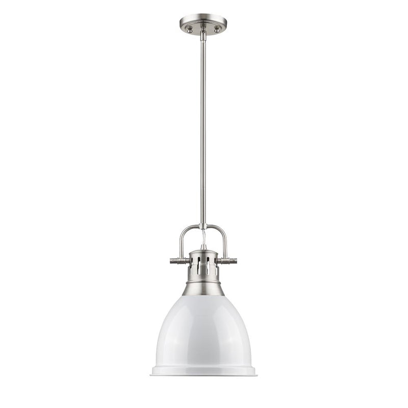 Golden 3604-S PW-WH One Light Pendant, Pewter
