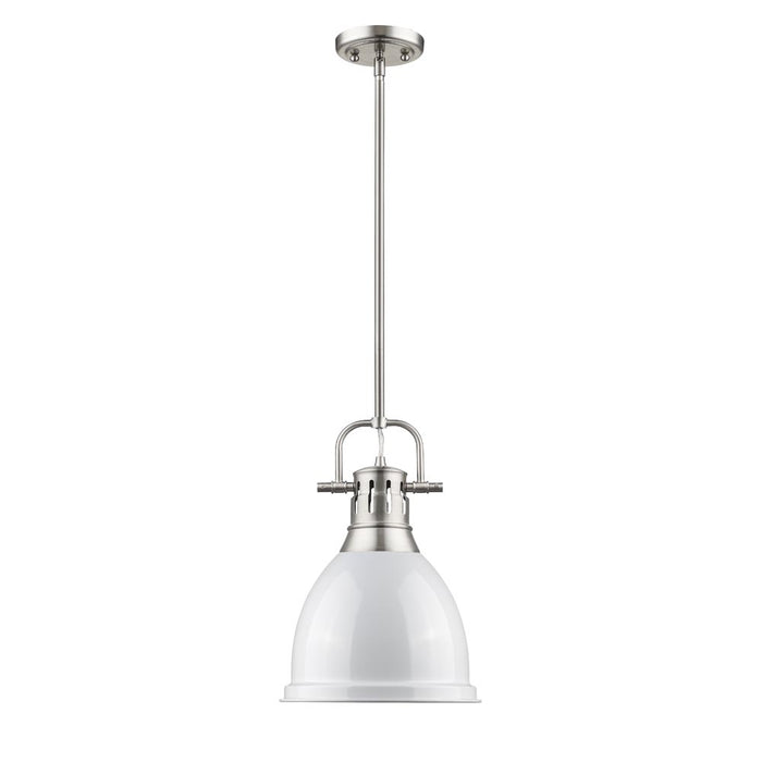 Golden 3604-S PW-WH One Light Pendant, Pewter