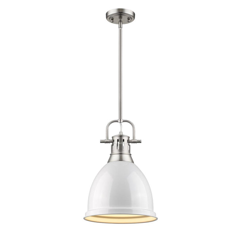 Golden 3604-S PW-WH One Light Pendant, Pewter