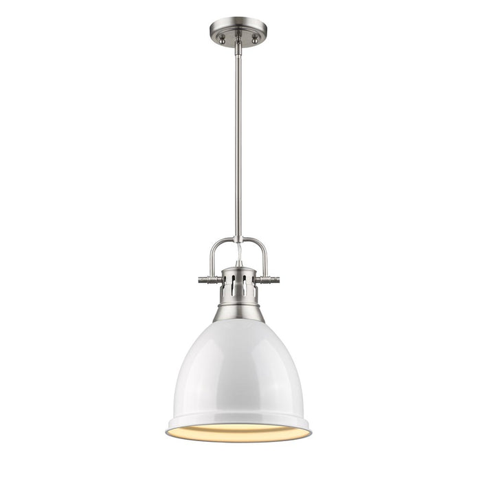 Golden 3604-S PW-WH One Light Pendant, Pewter