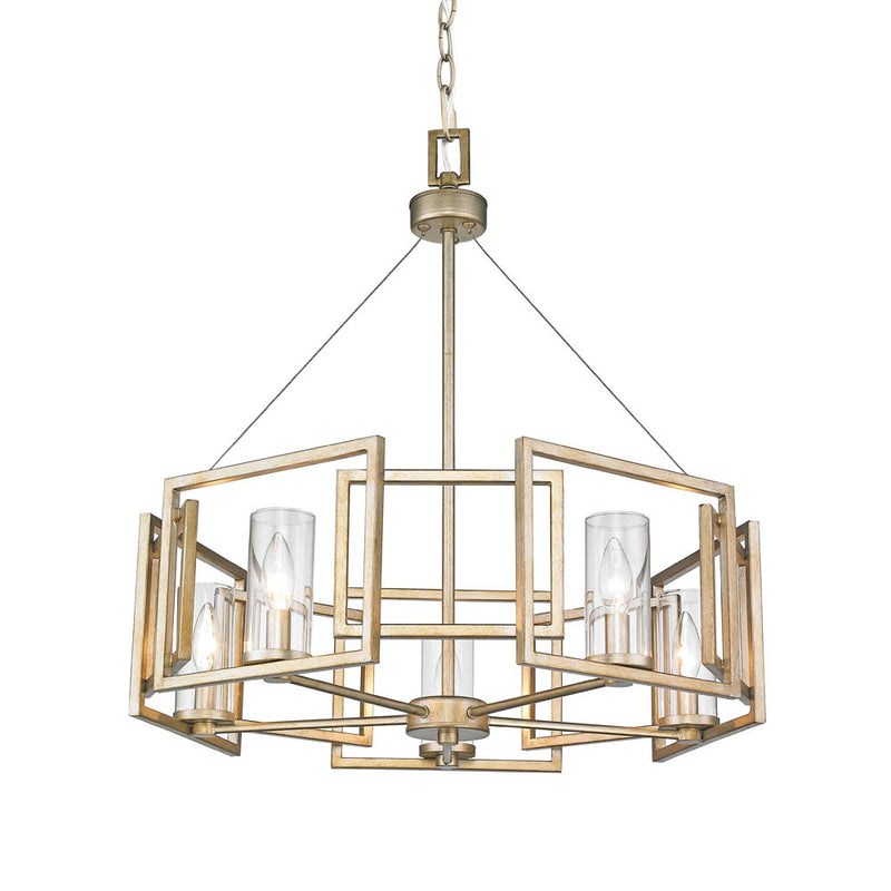 Golden 6068-5 WG Five Light Chandelier, White Gold