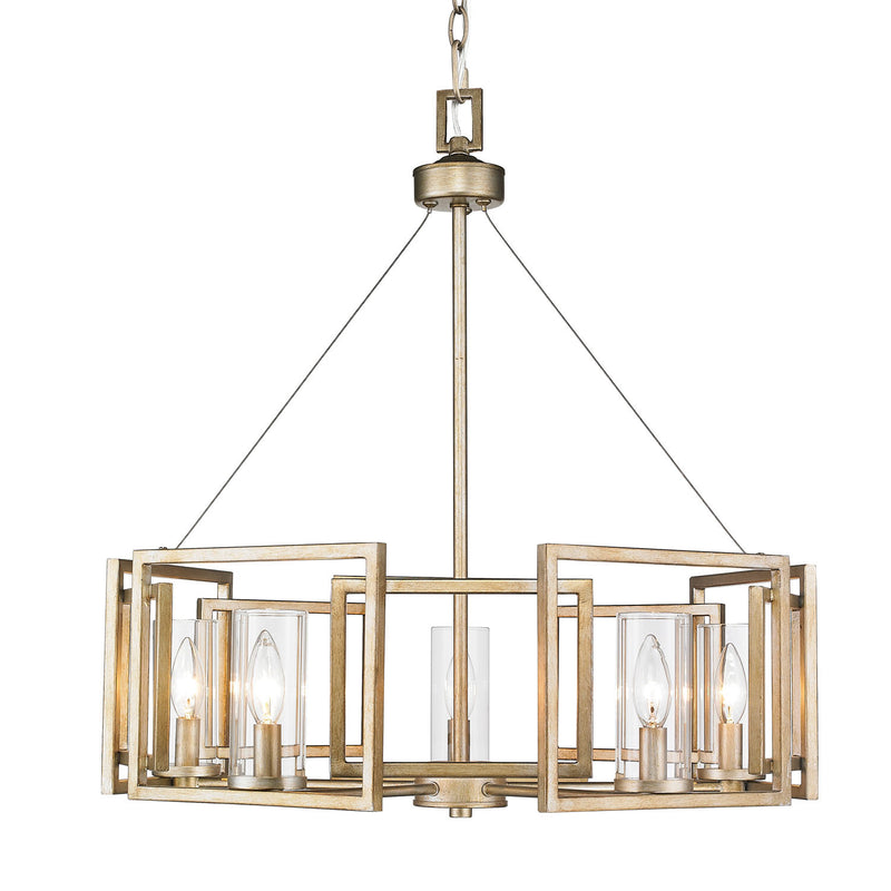 Golden 6068-5 WG Five Light Chandelier, White Gold
