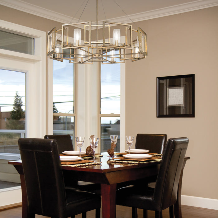 Golden 6068-8 WG Eight Light Chandelier, White Gold