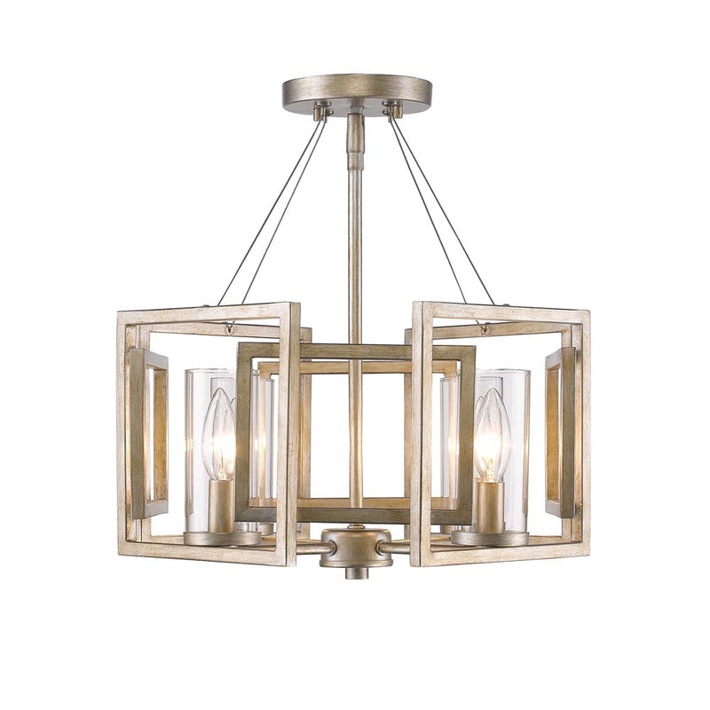 Golden 6068-SF WG Four Light Semi-Flush Mount, White Gold