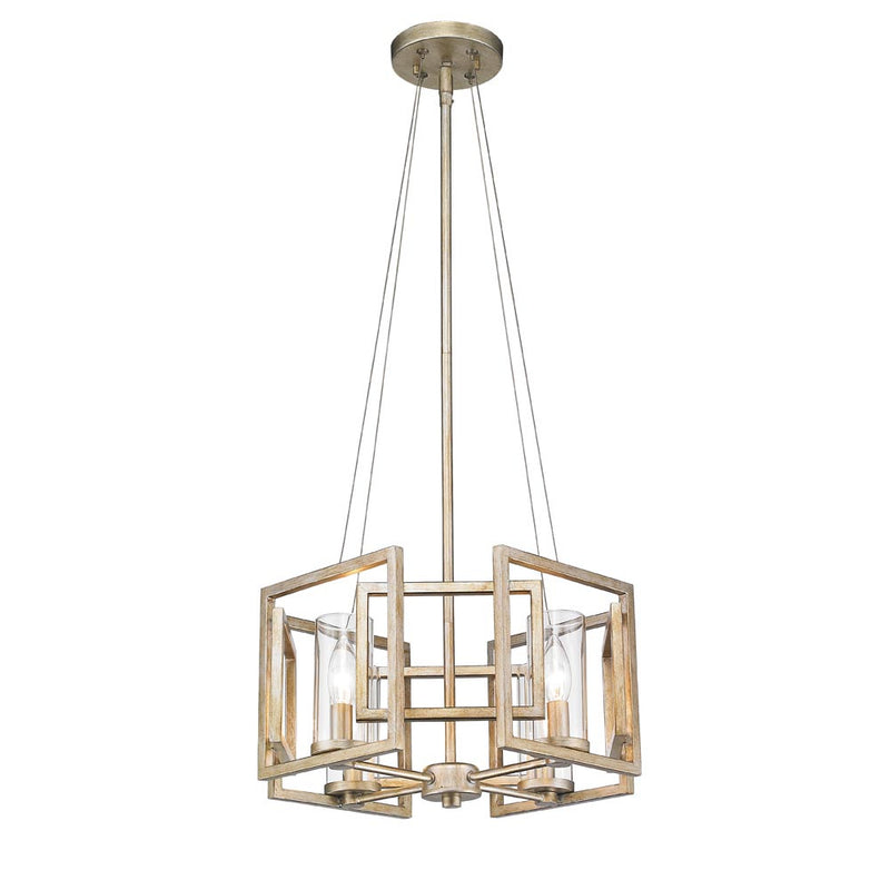Golden 6068-SF WG Four Light Semi-Flush Mount, White Gold