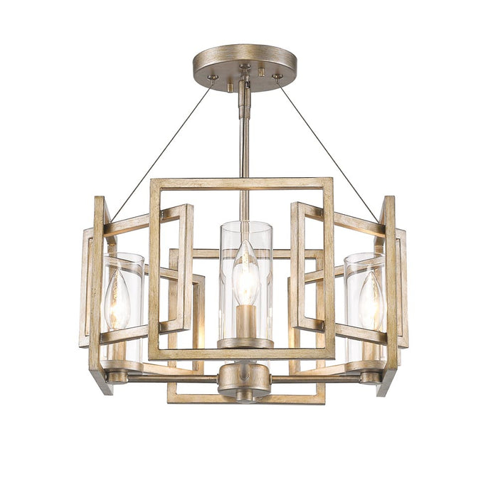 Golden 6068-SF WG Four Light Semi-Flush Mount, White Gold