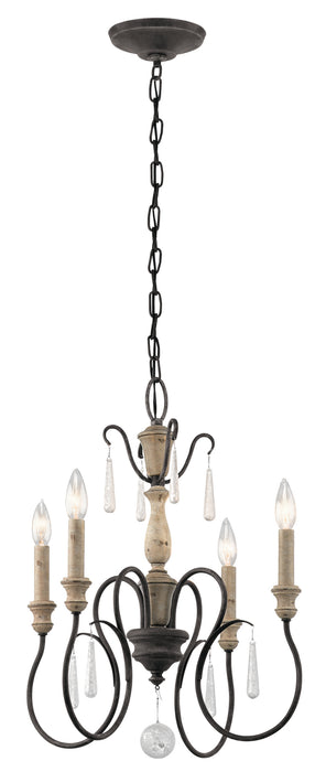 Kichler 43615WZC Four Light Chandelier, Weathered Zinc