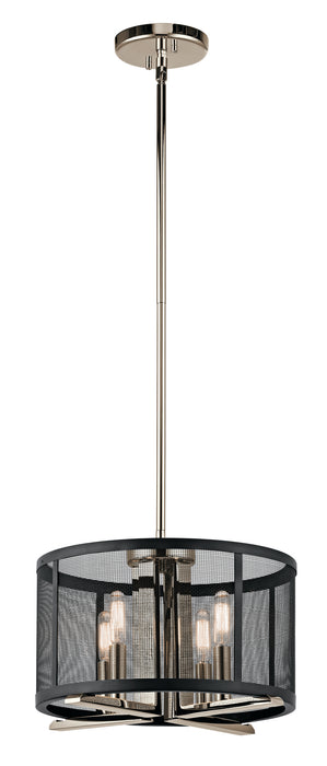 Kichler 43713PN Four Light Pendant/Semi Flush, Polished Nickel