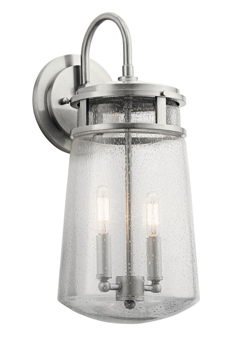 Kichler 49496BA Two Light Outdoor Wall Mount, Brushed Aluminum