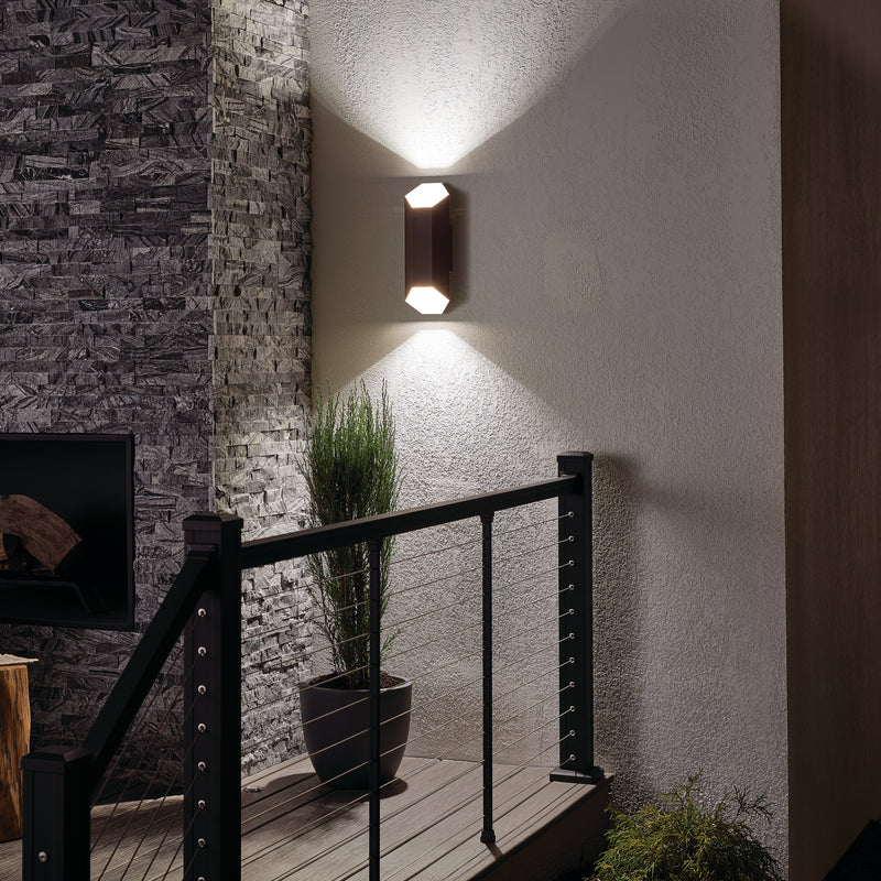 Kichler 49608AZTLED LED Outdoor Wall Mount, Textured Architectural Bronze