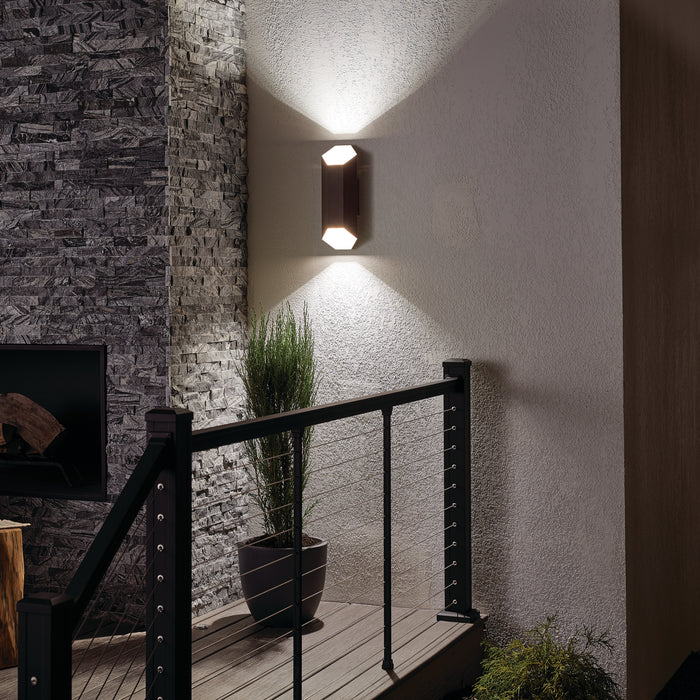 Kichler 49608AZTLED LED Outdoor Wall Mount, Textured Architectural Bronze