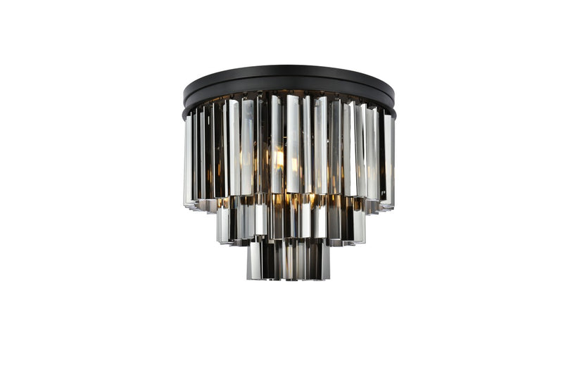 Elegant Lighting 1201F20MB-SS/RC Nine Light Flush Mount, Matte Black