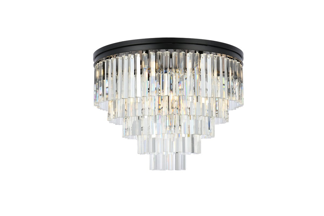 Elegant Lighting 1201F32MB/RC 17 Light Flush Mount, Matte Black
