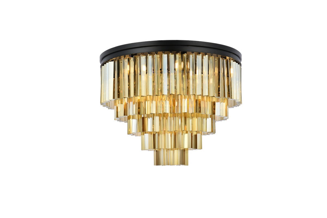 Elegant Lighting 1201F32MB-GT/RC 17 Light Flush Mount, Matte Black