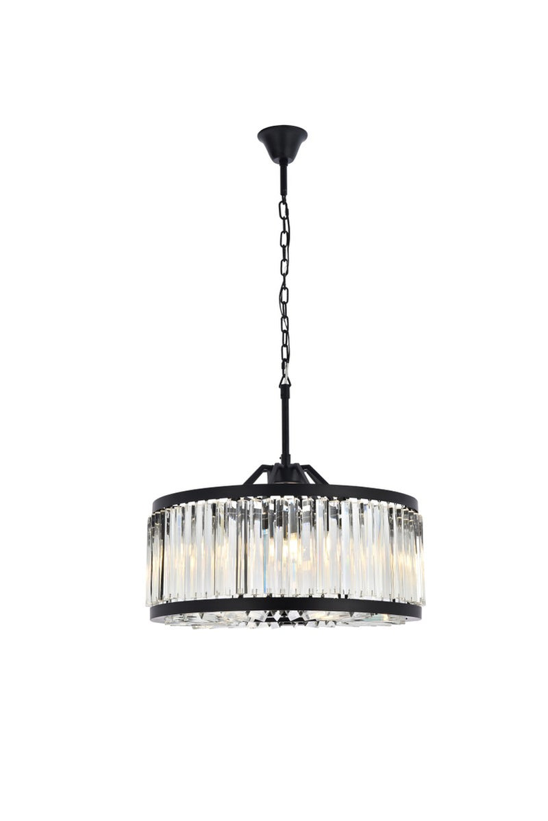 Elegant Lighting 1203D28MB/RC Eight Light Chandelier, Matte Black