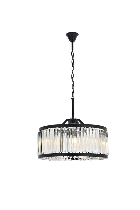 Elegant Lighting 1203D28MB/RC Eight Light Chandelier, Matte Black