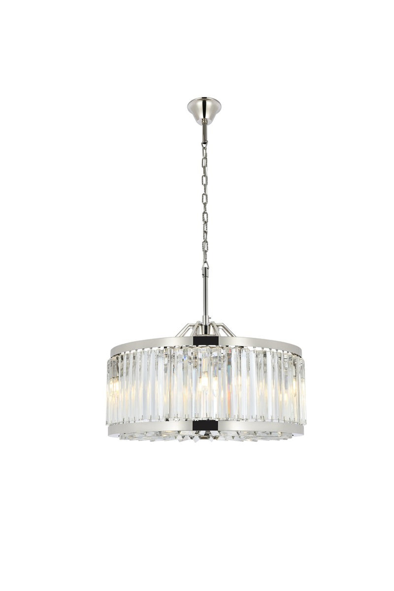 Elegant Lighting 1203D28PN/RC Eight Light Chandelier, Polished Nickel