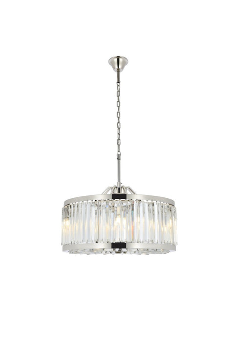 Elegant Lighting 1203D28PN/RC Eight Light Chandelier, Polished Nickel
