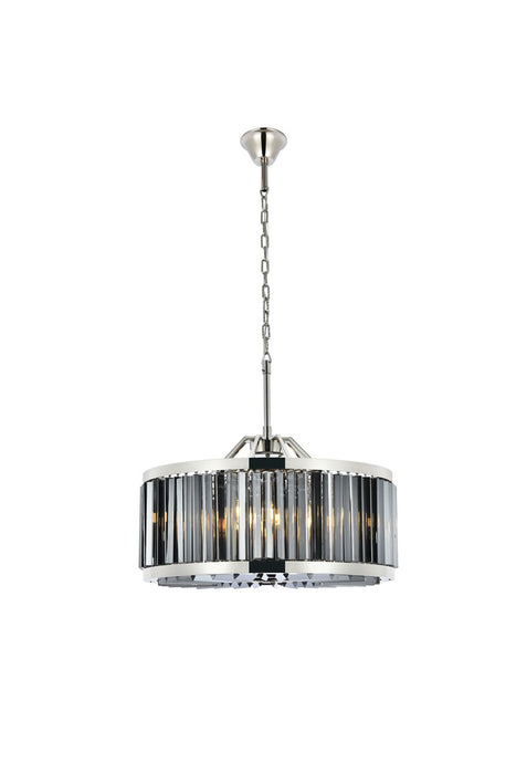 Elegant Lighting 1203D28PN-SS/RC Eight Light Chandelier, Polished Nickel