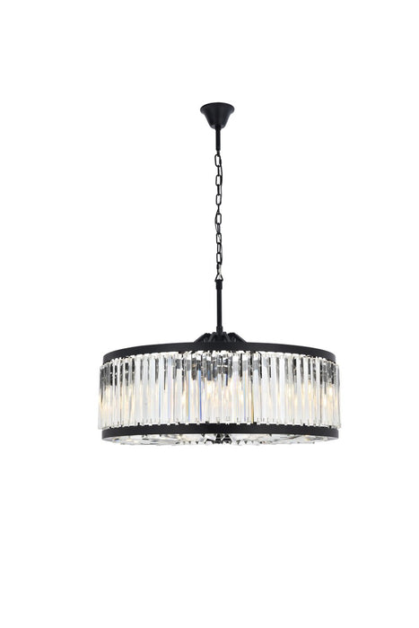 Elegant Lighting 1203D35MB/RC Ten Light Chandelier, Matte Black