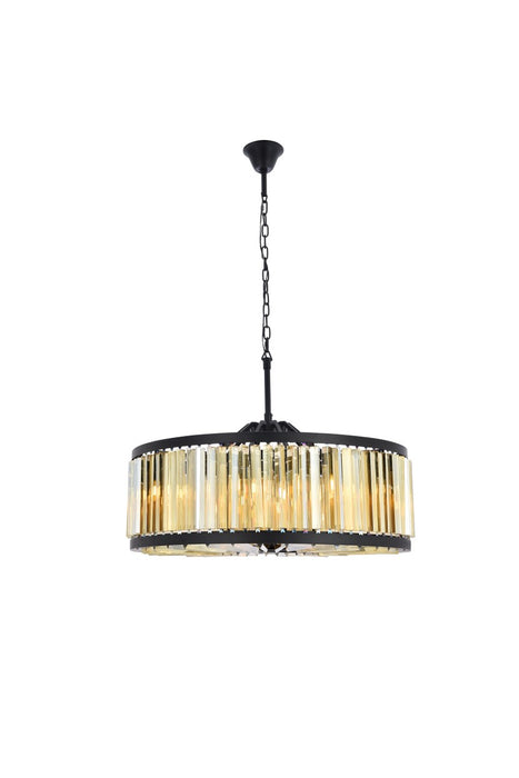Elegant Lighting 1203D35MB-GT/RC Ten Light Chandelier, Matte Black
