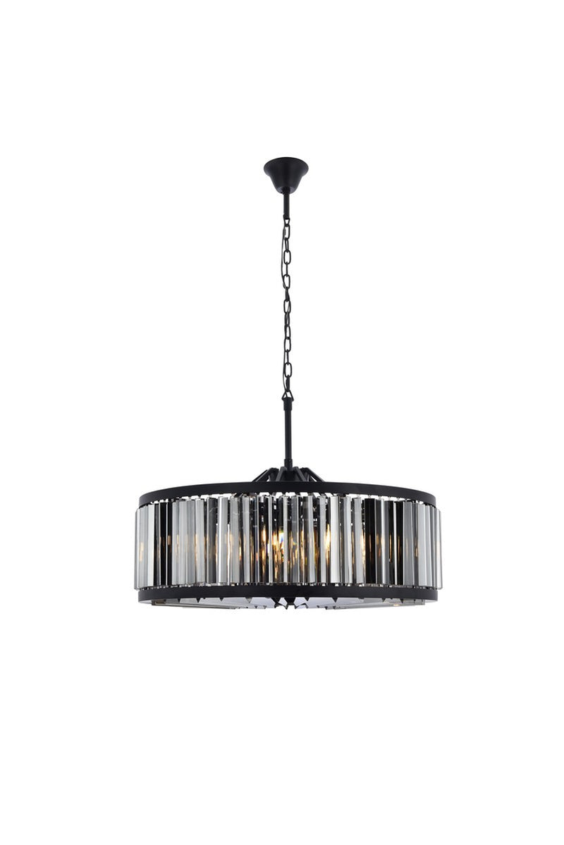 Elegant Lighting 1203D35MB-SS/RC Ten Light Chandelier, Matte Black