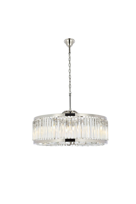 Elegant Lighting 1203D35PN/RC Ten Light Chandelier, Polished Nickel