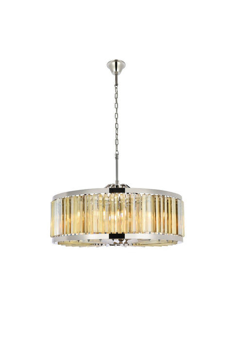 Elegant Lighting 1203D35PN-GT/RC Ten Light Chandelier, Polished Nickel
