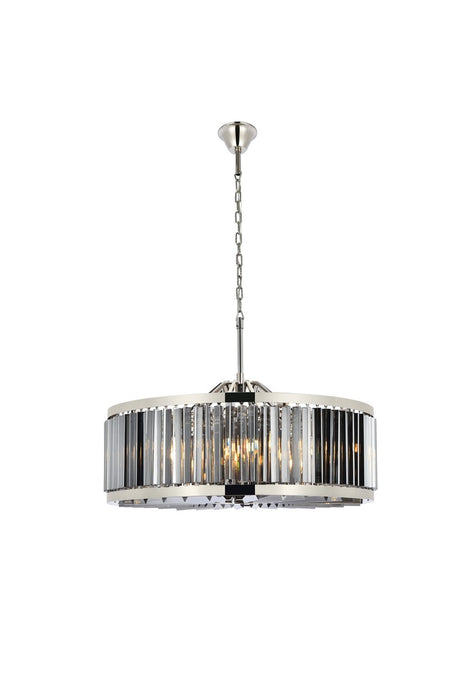 Elegant Lighting 1203D35PN-SS/RC Ten Light Chandelier, Polished Nickel