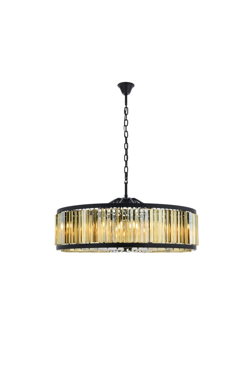 Elegant Lighting 1203G43MB-GT/RC Ten Light Chandelier, Matte Black