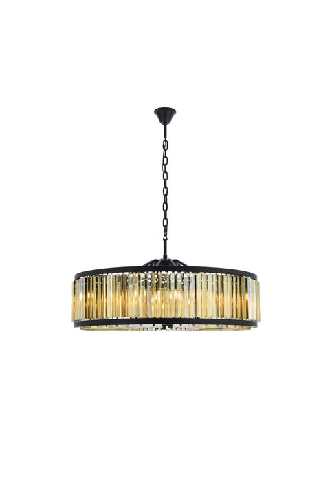 Elegant Lighting 1203G43MB-GT/RC Ten Light Chandelier, Matte Black