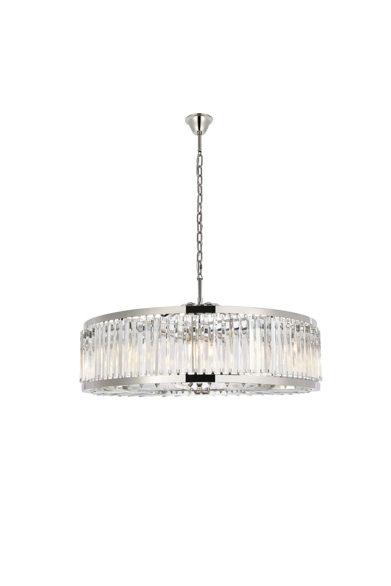 Elegant Lighting 1203G43PN/RC Ten Light Chandelier, Polished Nickel