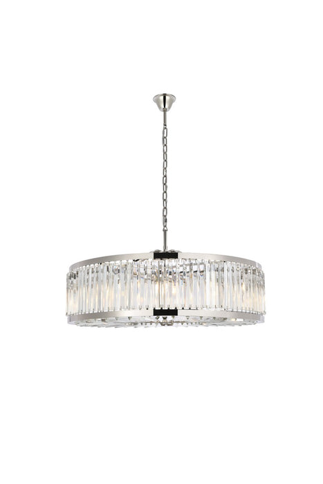 Elegant Lighting 1203G43PN/RC Ten Light Chandelier, Polished Nickel