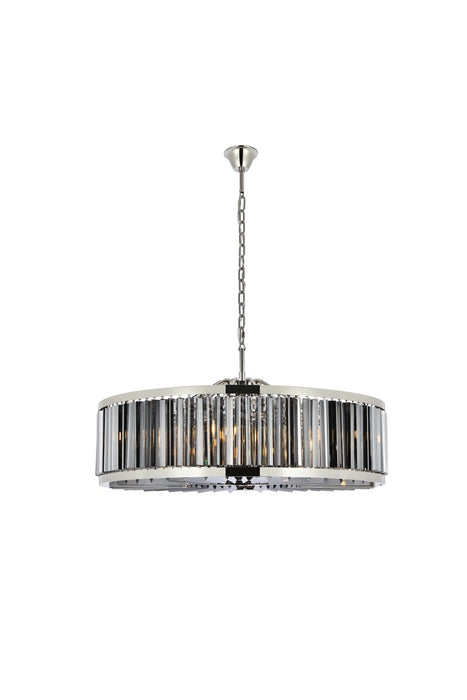 Elegant Lighting 1203G43PN-SS/RC Ten Light Chandelier, Polished Nickel