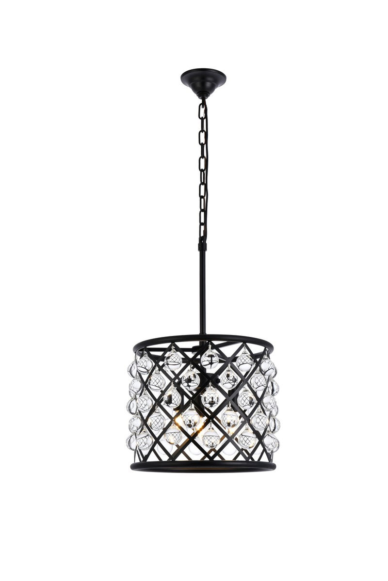Elegant Lighting 1204D14MB/RC Three Light Pendant, Matte Black