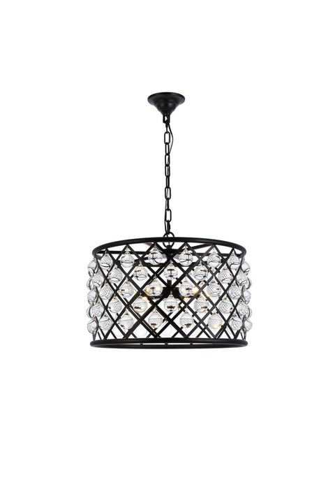 Elegant Lighting 1204D20MB/RC Six Light Pendant, Matte Black