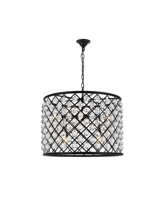 Elegant Lighting 1204D27MB/RC Eight Light Chandelier, Matte Black