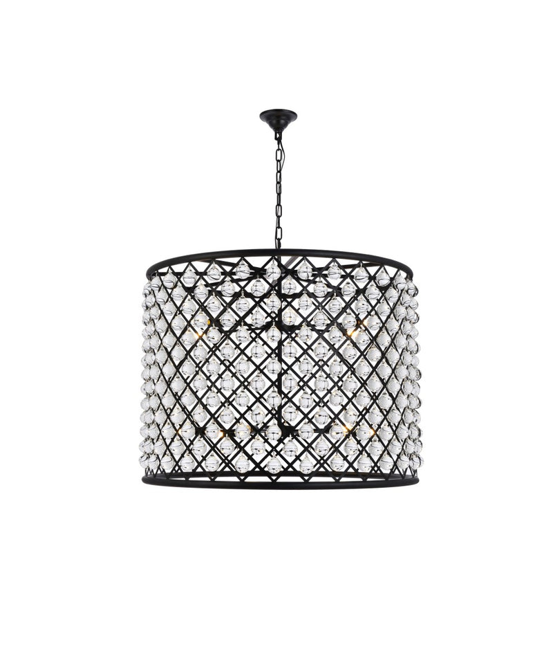 Elegant Lighting 1204D35MB/RC 12 Light Chandelier, Matte Black
