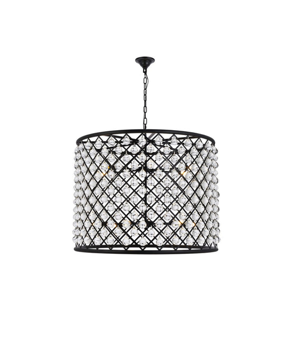 Elegant Lighting 1204D35MB/RC 12 Light Chandelier, Matte Black
