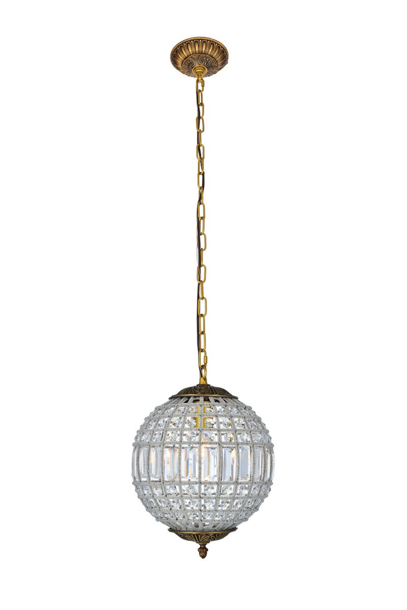 Elegant Lighting 1205D12FG/RC One Light Pendant, French Gold